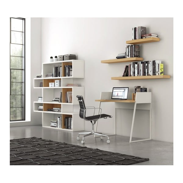 Bibliotecă TemaHome London 002, alb - cu aspect de lemn de stejar-image-1