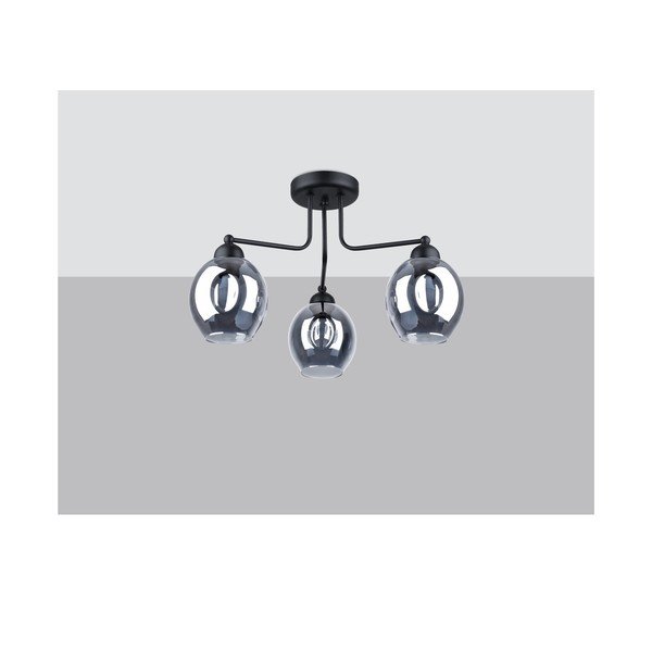 Plafonieră neagră cu abajur din sticlă 54x54 cm Garten – Sollux-image-2