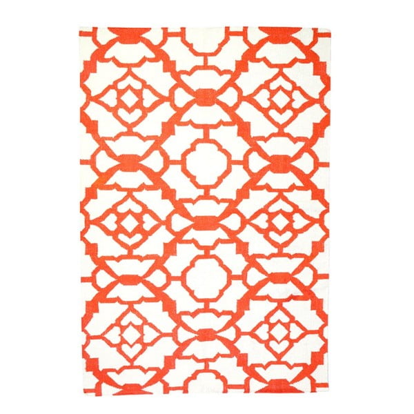 Covor de lână Geometry Chara Orange & White, 160x230 cm