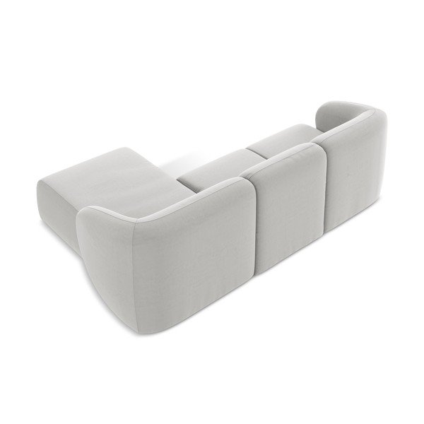 Colțar gri deschis cu tapițerie din catifea (cu colț pe partea dreaptă/cu șezlong) Lani – Makamii-image-3