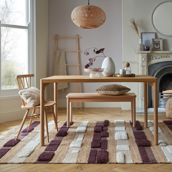 Covor mov/în culoare naturală țesut manual din amestec de iută 160x230 cm Medina Blocks – Flair Rugs-image-1