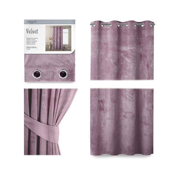 Draperie cu suprafață de catifea AmeliaHome Velvet, 140 x 245 cm, roz-image-2