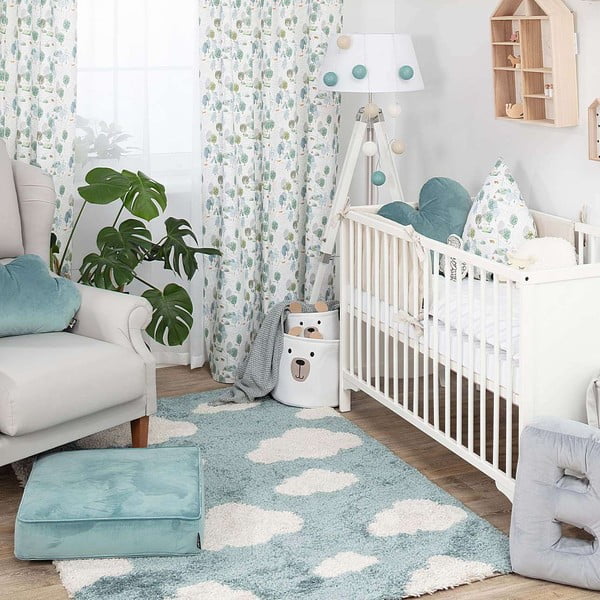 Covor pentru copii albastru antialergic 170x120 cm Clouds - Yellow Tipi-image-3