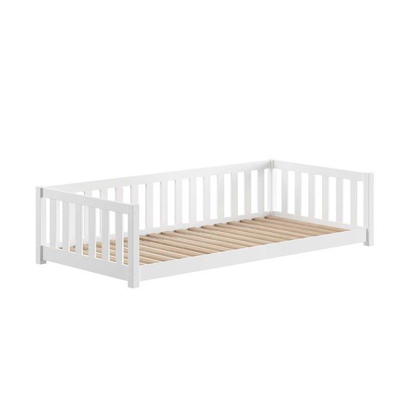 Pat pentru copii  în culoare naturală cu extensie suplimentară din lemn de pin cu spațiu de depozitare cu somieră 140x200 cm Dallas – Vipack-image-4