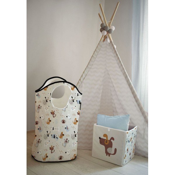 Coș de jucării pentru copii bej din material textil 57x26x70 cm Woof Woof – Butter Kings-image-1