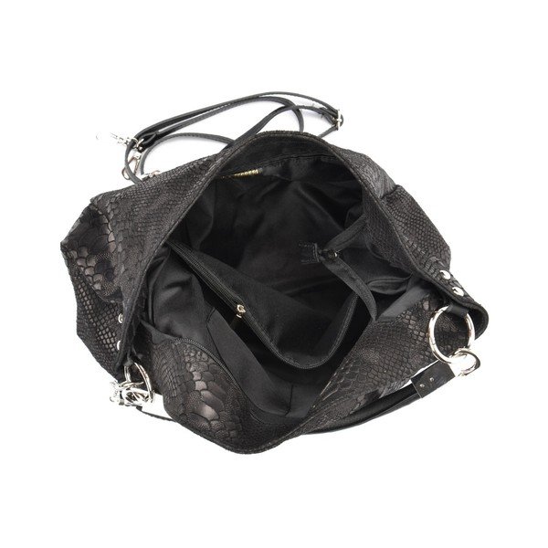 Geantă din piele Carla Ferreri Belina, negru-image-3
