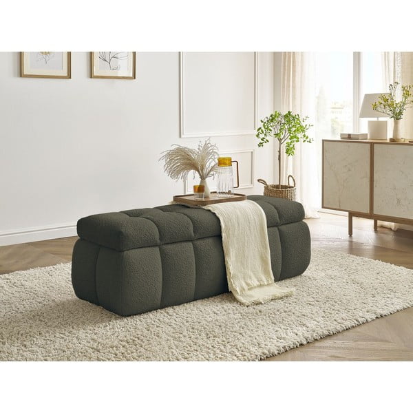 Bancă verde cu tapițerie din țesătură bouclé Mont Blanc – Bobochic Paris-image-1