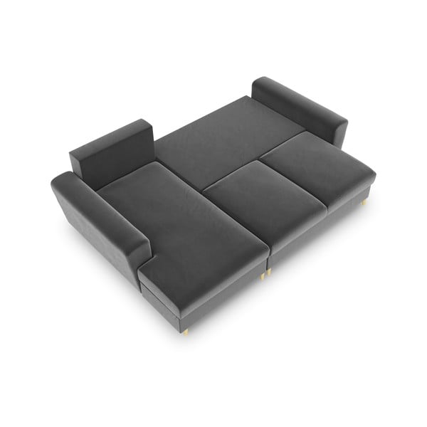 Colțar gri deschis extensibil, cu spațiu de depozitare cu tapițerie din catifea (cu colț pe partea stângă, cu șezlong) Kyoto – Cosmopolitan Design-image-2