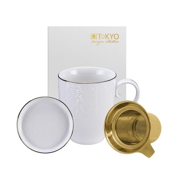 Set pentru ceai Tokyo Design Studio Nippon Wave, 380 ml, alb