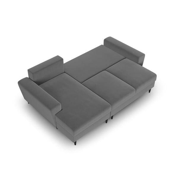 Colțar gri deschis extensibil, cu spațiu de depozitare cu tapițerie din catifea (cu colț pe partea stângă, cu șezlong) Kyoto – Cosmopolitan Design-image-2