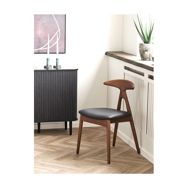 Scaun de dining negru/maro închis din lemn de stejar Lanuza – House Nordic-image-1