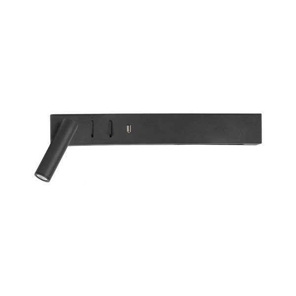 Aplică de perete negru-mat LED cu structură flexibilă/cu port USB din metal Vida – Nova Luce