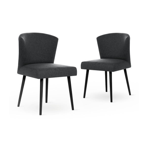 Set 2 scaune cu picioare negre My Pop Design Richter, gri antracit