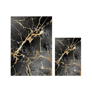 Set 2 covorașe de baie Mila Home Marble, negru-auriu
