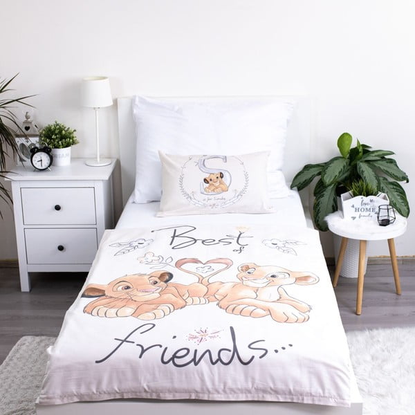 Lenjerie de pat pentru copii galben-deschis din bumbac pentru pătuț 100x135 cm Lion King "Best Friends" – Jerry Fabrics-image-2