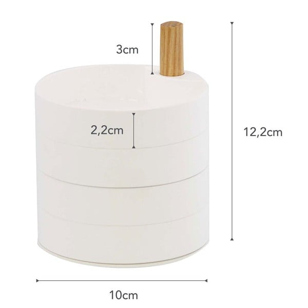 Cutie de bijuterii cu detalii din lemn de fag YAMAZAKI Tosca, alb-image-3