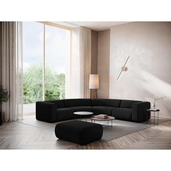 Taburet negru cu tapițerie din catifea Ekahi – Makamii-image-1