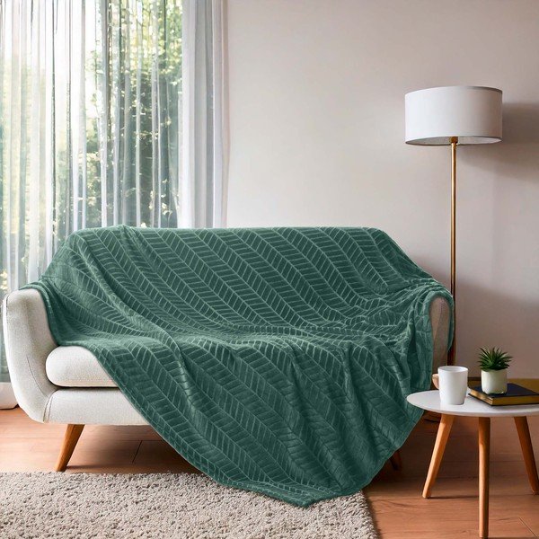 Cuvertură verde din microflanel 180x220 cm Arya – douceur d'intérieur-image-1