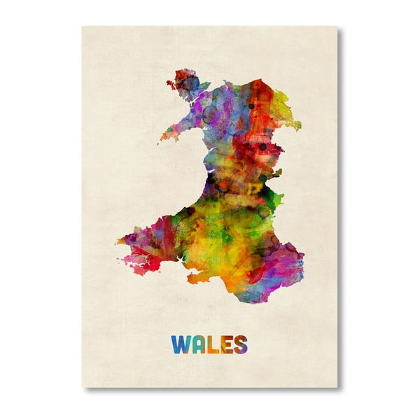 Poster cu hartă Wales Americanflat Art, 60 x 42 cm, multicolor