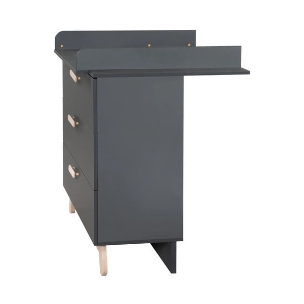 Comodă de copii gri antracit joasă cu masă de schimbat 117x103 cm Jara – Roba-image-2