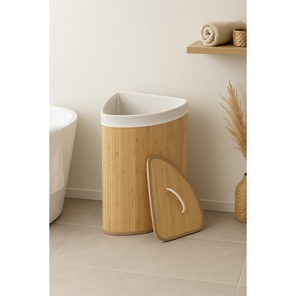 Coș de rufe în culoare naturală din bambus 40 l Bamboo – Compactor-image-1