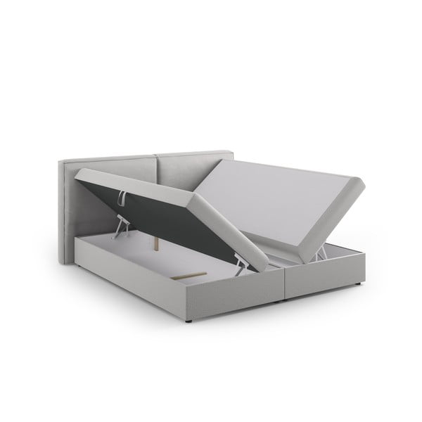 Pat boxspring gri deschis cu spațiu de depozitare 180x200 cm Arendal – Cosmopolitan Design-image-3
