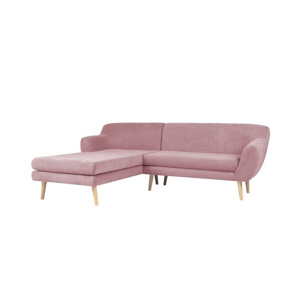 Colțar cu șezlong pe partea stângă Mazzini Sofas Sardaigne, roz deschis-image-1