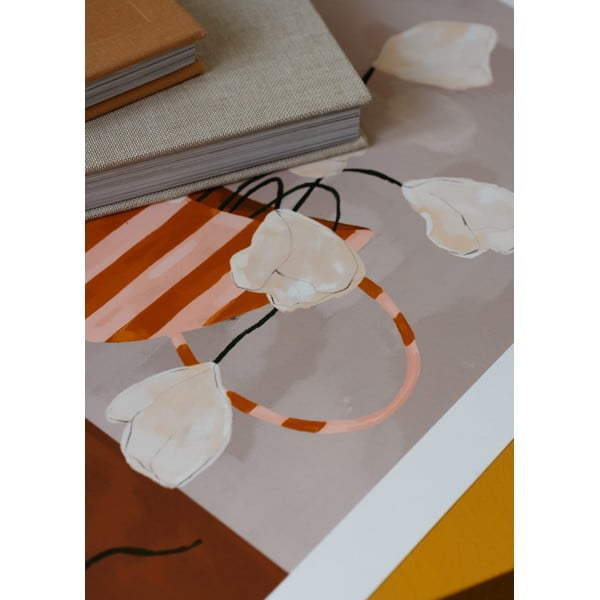 Poster 50x70 cm White Flowers in Striped Vase – Frankie Penwill – The Poster Club-image-2