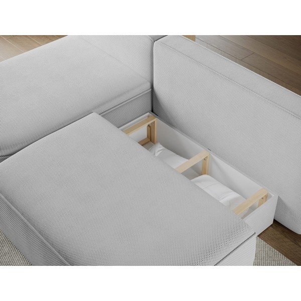 Colțar gri extensibil/cu spațiu de depozitare cu tapițerie din chenille (cu colț pe partea stângă/cu șezlong) Livosa – ELTAP-image-3