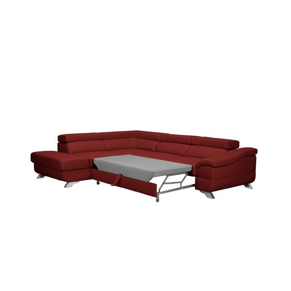 Colțar extensibil cu aspect de piele Windsor & Co Sofas Gamma, roşu, partea stângă-image-3