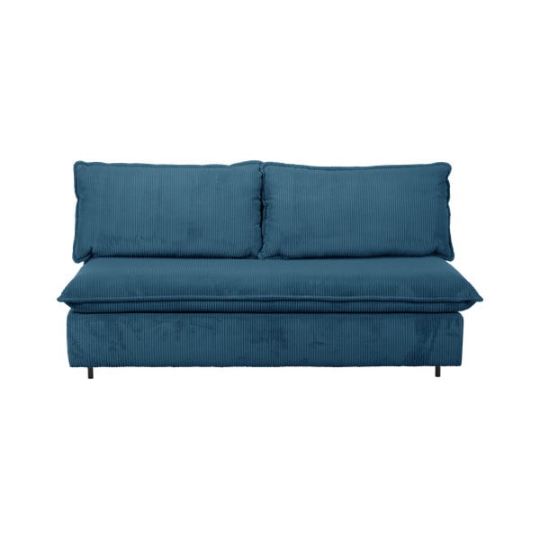 Canapea albastră extensibilă cu tapițerie din catifea reiată  184 cm Isadora – Bobochic Paris