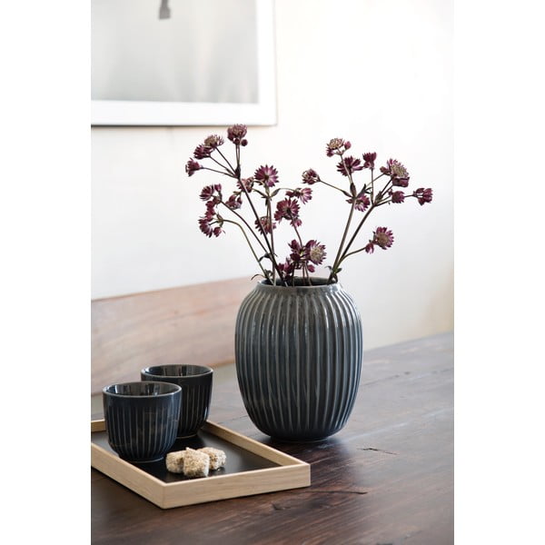Vază din gresie Kähler Design Hammershoi, înălțime 20 cm, gri antracit-image-2