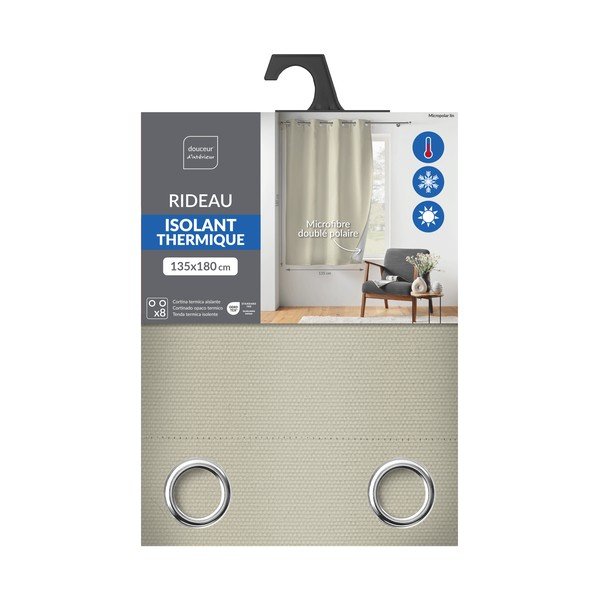 Draperie bej termoizolantă/dimout (semi-opacă) din microfibră 135x180 cm Micropolar – douceur d'intérieur-image-3