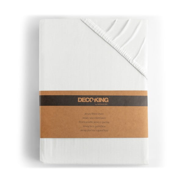 Cearceaf alb din jerseu cu elastic 90x200 cm Amber – Restilo-image-4