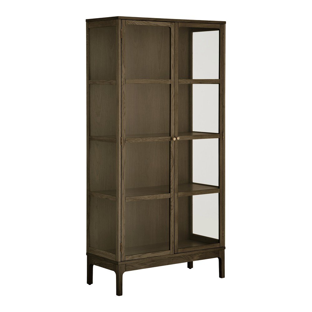 Vitrină maro închis cu aspect de lemn de stejar 90x180x40 cm Zamora – House Nordic