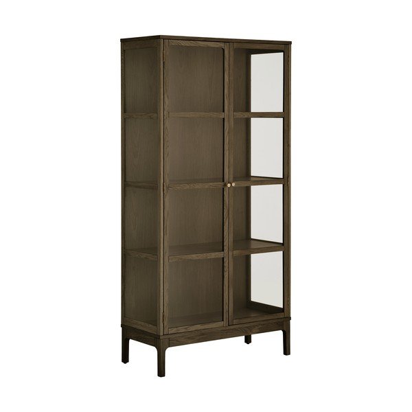 Vitrină maro închis cu aspect de lemn de stejar 90x180x40 cm Zamora – House Nordic