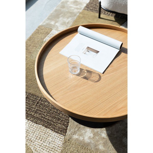 Măsuță de cafea în culoare naturală rotundă cu blat cu aspect de lemn de stejar ø 70 cm Yuri L – White Label-image-2