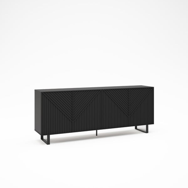 Comodă neagră 201x80x40 cm Peta – Marckeric-image-2