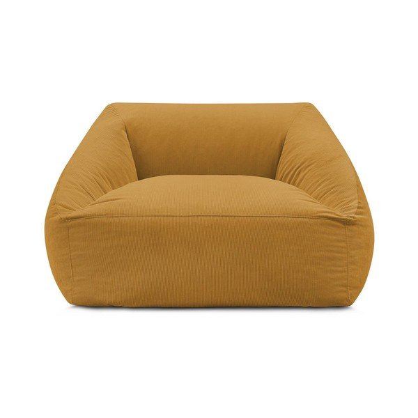 Fotoliu bean bag galben cu tapițerie din catifea reiată Lilibet – Bobochic Paris-image-2