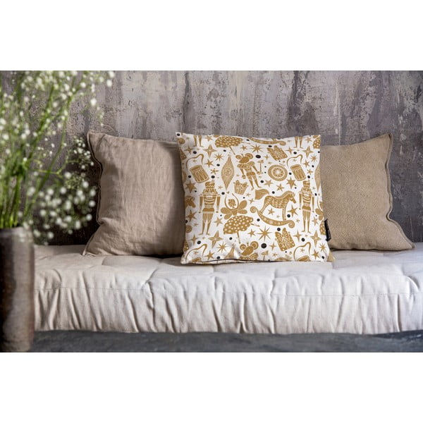 Față de pernă 45x45 cm  cu model de Crăciun Golden Nut Cracker – Butter Kings-image-1