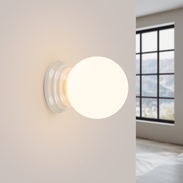 Aplică de perete albă din ceramică ø 12 cm Farsa – Sollux-image-4