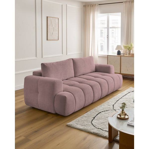 Canapea roz extensibilă/cu spațiu de depozitare 251 cm Fuji – Bobochic Paris-image-1