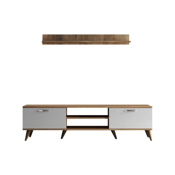 Set mobilier TV alb/aspect de lemn de pin 180x48 cm Wendy - Kalune Design