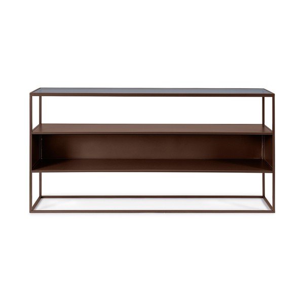 Masă consolă maro închis cu blat din sticlă 30x140 cm Godric – Bizzotto-image-3