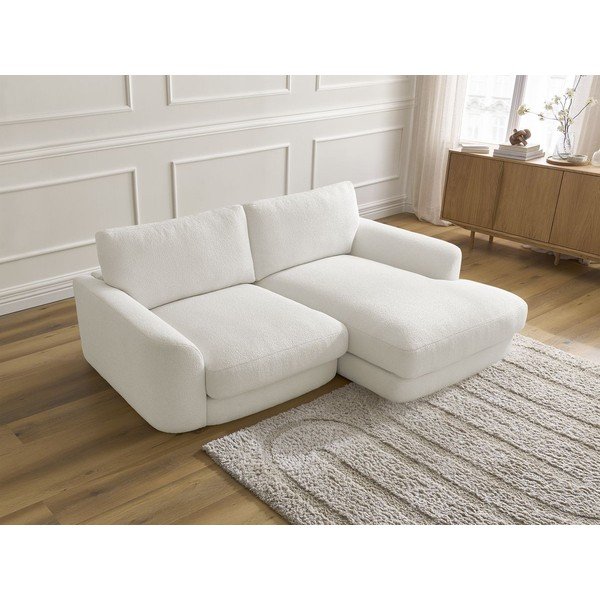 Colțar alb cu tapițerie din țesătură bouclé (cu colț pe partea dreaptă/cu șezlong) Leonore – Bobochic Paris-image-4