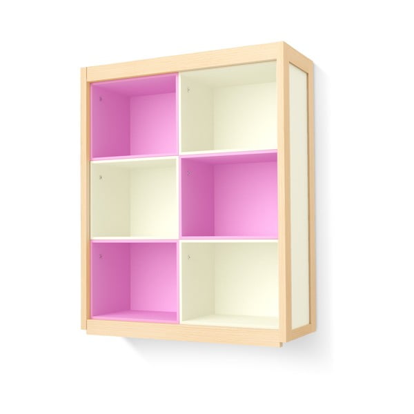  Bibliotecă de perete Timoore Simple, roz-alb
