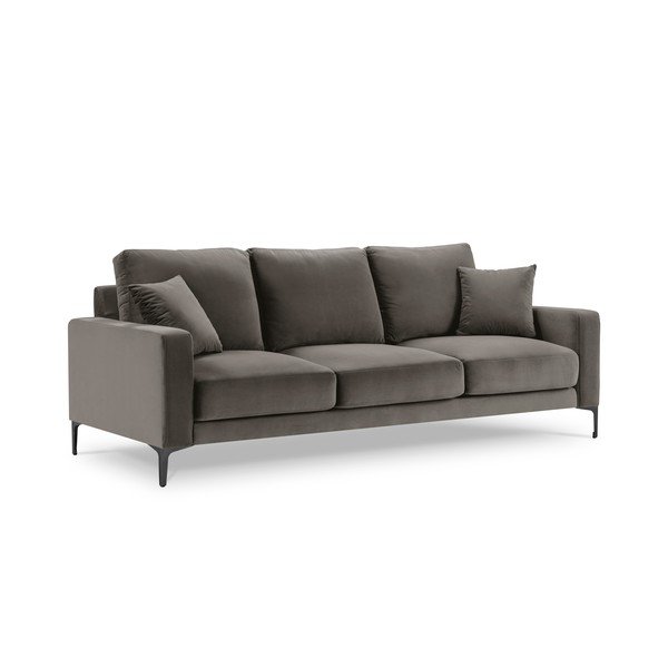 Canapea cu tapițerie din catifea Kooko Home Harmony, 220 cm, gri-image-2