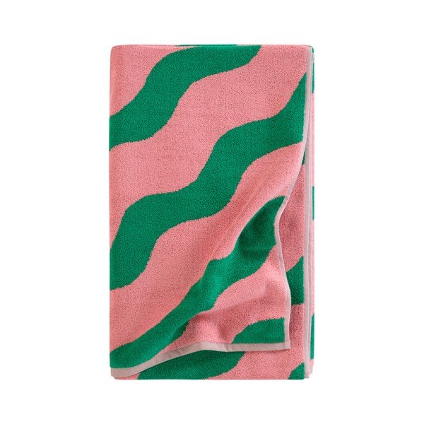 Prosop verde/roz din bumbac 90x150 cm Waves – Jotex