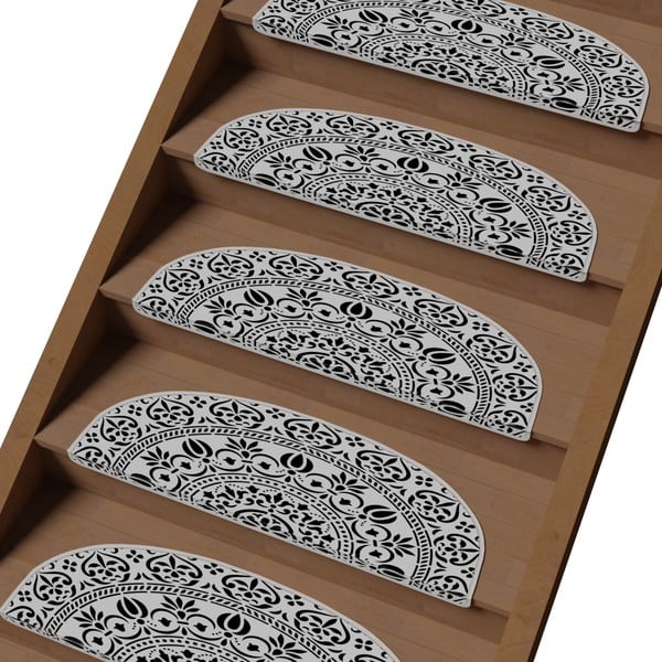 Covorașe pentru scări negre-albe 16 buc. 20x65 cm Anatolian Lace – Vitaus-image-1