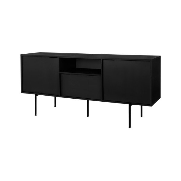 Comodă TV neagră 180x79x50 cm Bau – noo.ma